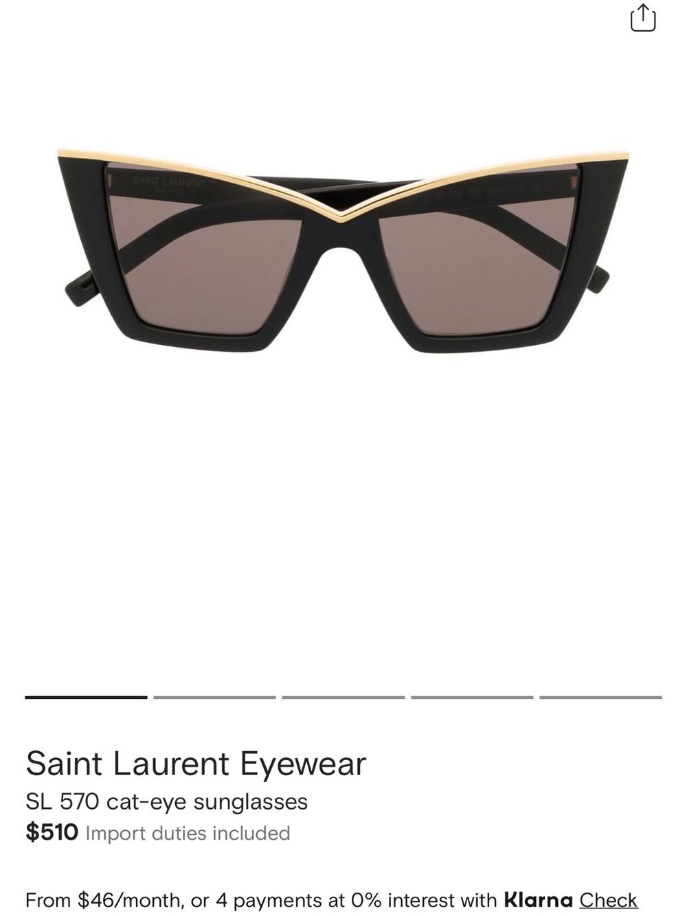 Saint Laurent Cat Eye Sunglasses SL 570